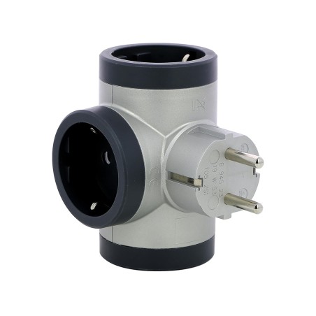 Adaptador Lateral Premium 3 Tomas Aluminio