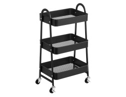 Carrito Cocina Metálico 3 Bandejas Rejilla Negro