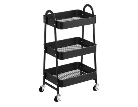 Carrito Cocina Metálico 3 Bandejas Rejilla Negro