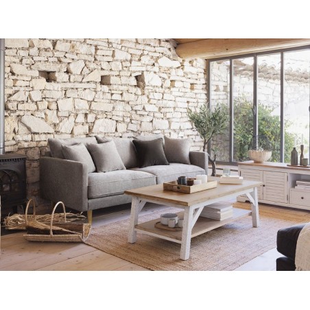 Mesa De Centro Olivia Acacia Natural Y Blanco