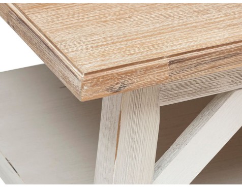 Mesa De Centro Olivia Acacia Natural Y Blanco