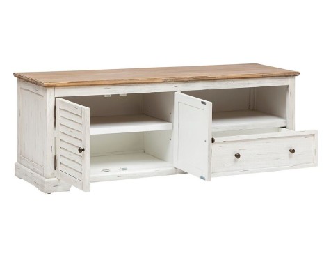 Mueble Tv Olivia Acacia Natural Y Blanco