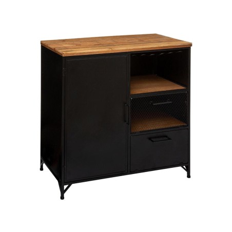 Aparador 1 Puerta Lirio Madera Y Hierro Negro