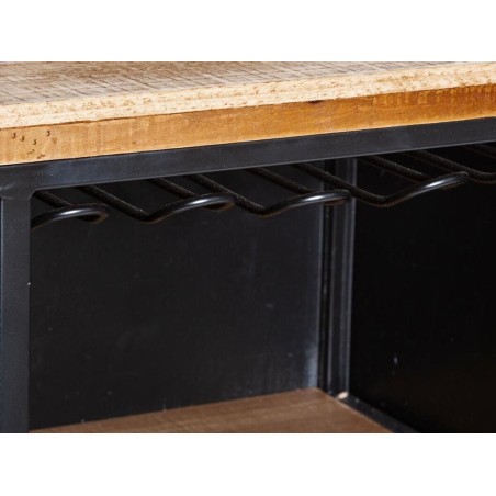 Aparador 1 Puerta Lirio Madera Y Hierro Negro