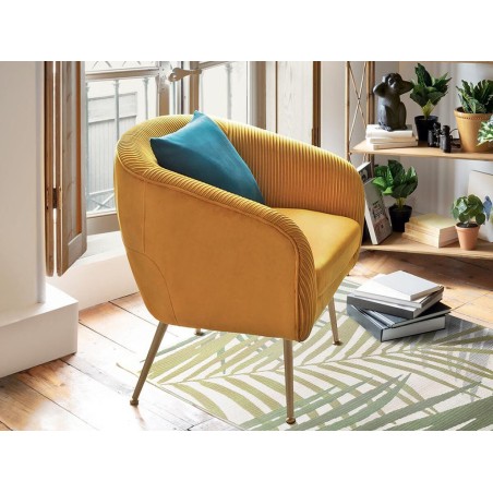 Sillón De Terciopelo Leif Mostaza