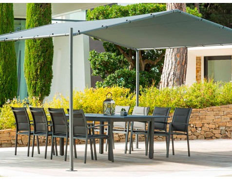 Pérgola De Jardín Certeli Acero Y Poliéster Gris