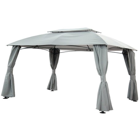 Pérgola Jardín De Acero Con Cortinas