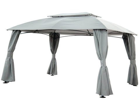 Pérgola Jardín De Acero Con Cortinas