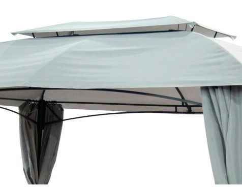 Pérgola Jardín De Acero Con Cortinas