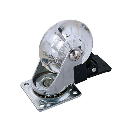 Rueda Nylon Trasparente Con Freno Placa Giratoria
