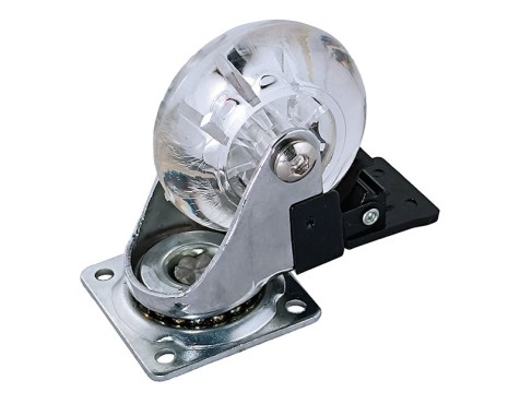Rueda Nylon Trasparente Con Freno Placa Giratoria