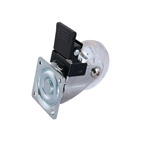 Rueda Nylon Trasparente Con Freno Placa Giratoria