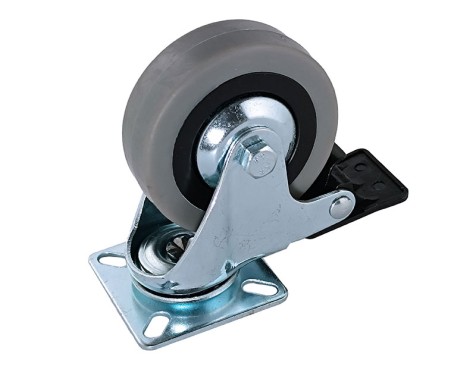 Roda Goma Gris Amb Fre Placa Giratòria