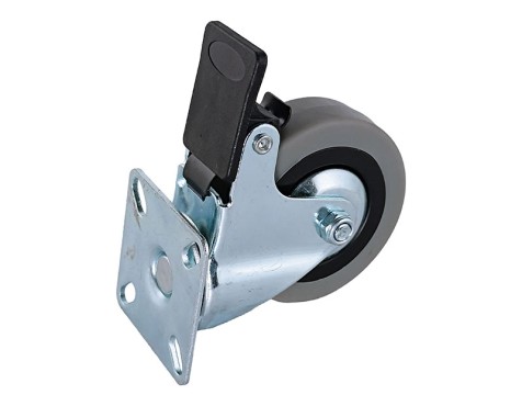 Roda Goma Gris Amb Fre Placa Giratòria