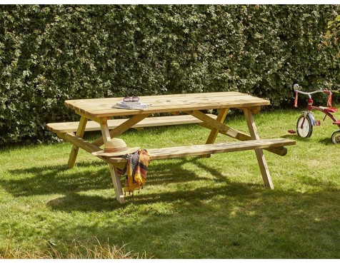 Mesa Pícnic De Madera Bancos Abatibles