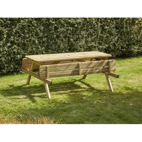 Mesa Pícnic De Madera Bancos Abatibles