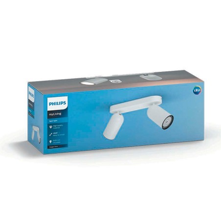 Regleta 2 Focos Led Philips Pongee Blanco