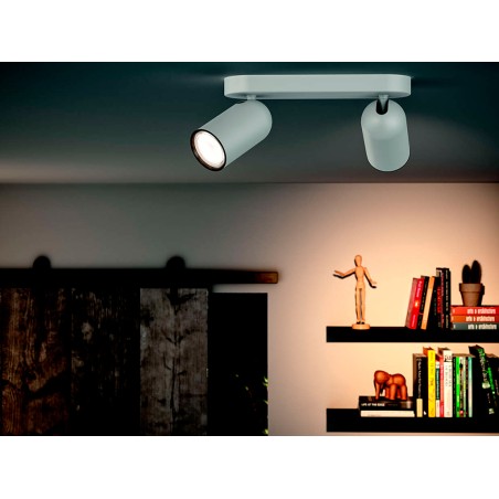 Regleta 2 Focos Led Philips Pongee Blanco