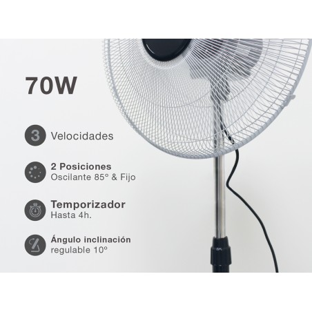Ventilador De Peu Sandi Negre I Cromat