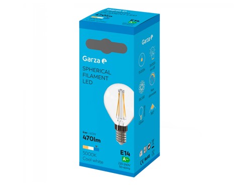 Bombilla Led Filamentos Esférica Garza Luz Fría