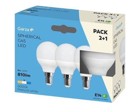 Bombilla Led Esférica 2+1 Garza Luz Neutra