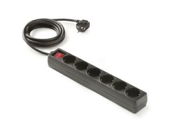 Base 6 Preses Amb Interruptor Negra