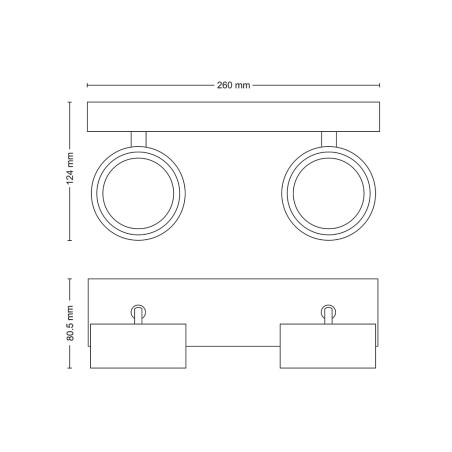 Regleta 2 Focos Philips Bracia Negro