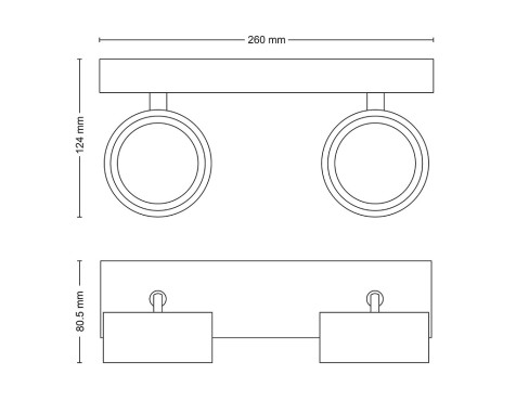 Regleta 2 Focos Philips Bracia Negro