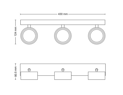 Regleta 3 Focus Philips Bracia Negre