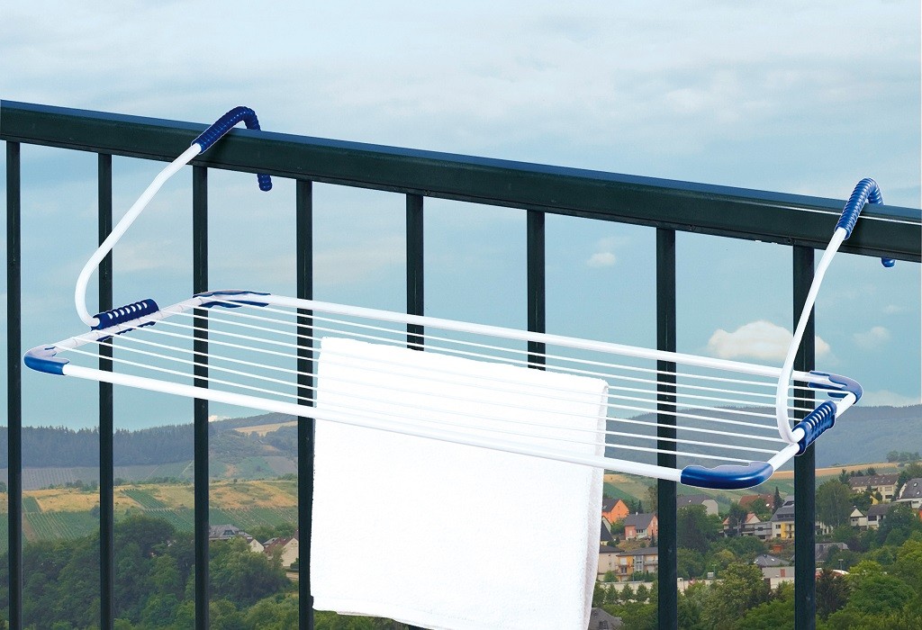 Tendedero para balcones y terrazas blanco y azul