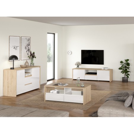 Aparador 2 Puertas Nael Blanco Y Jackson Hickory
