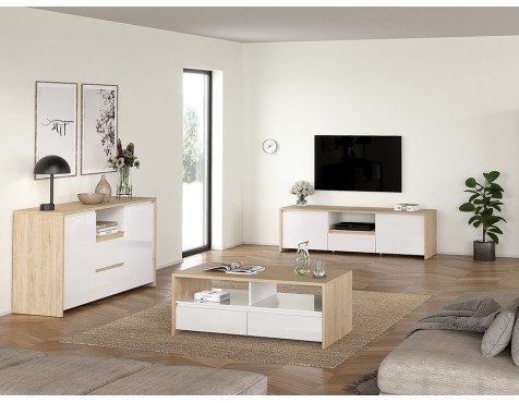 Aparador 2 Portes Nael Blanc I Jackson Hickory