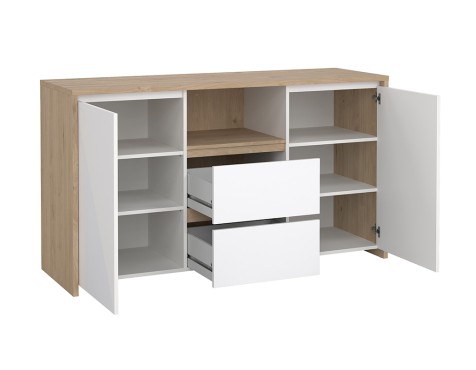 Aparador 2 Puertas Nael Blanco Y Jackson Hickory