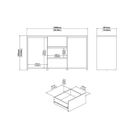 Aparador 2 Puertas Nael Blanco Y Jackson Hickory