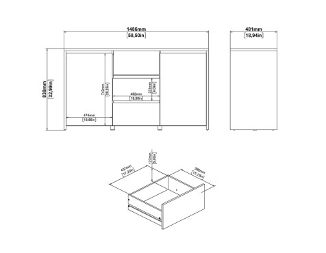 Aparador 2 Portes Nael Blanc I Jackson Hickory