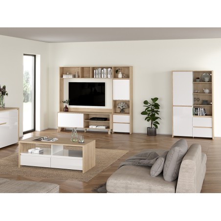 Vitrina Nael Blanco Y Roble Jackson Hickory