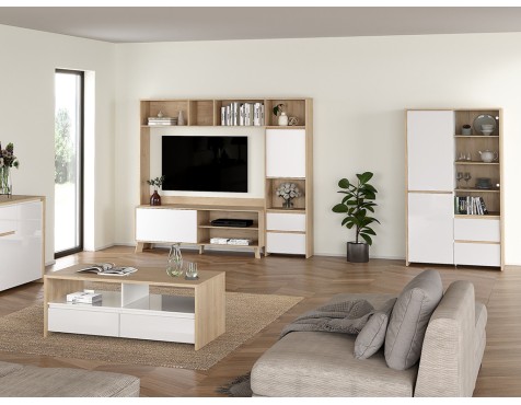 Vitrina Nael Blanco Y Roble Jackson Hickory