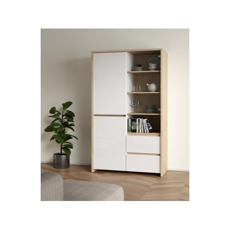 Vitrina Nael Blanco Y Roble Jackson Hickory