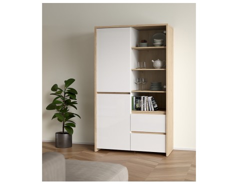 Vitrina Nael Blanco Y Roble Jackson Hickory