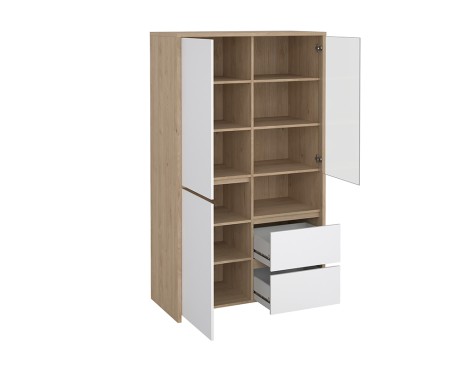 Vitrina Nael Blanco Y Roble Jackson Hickory