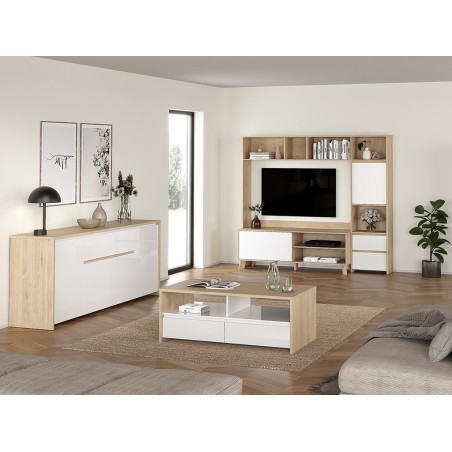 Mesa De Centro Nael Blanco Y Roble Jackson Hickory