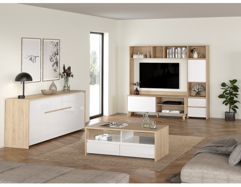 Mesa De Centro Nael Blanco Y Roble Jackson Hickory