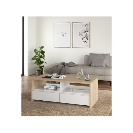 Mesa De Centro Nael Blanco Y Roble Jackson Hickory