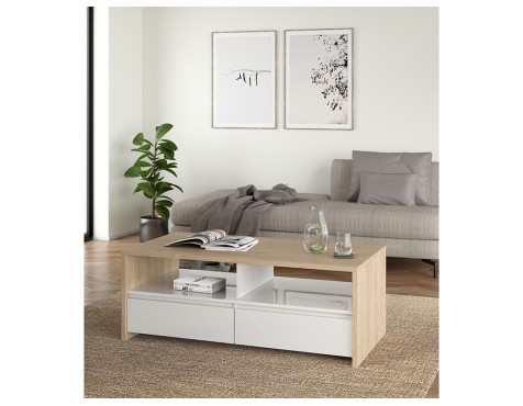 Mesa De Centro Nael Blanco Y Roble Jackson Hickory