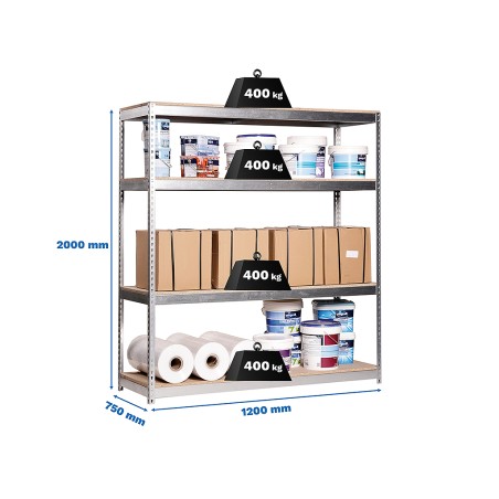 Estantería Metálica Ecoforte 1207-4 Chipboard