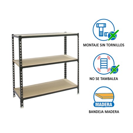 Estantería Metálica Maderclick 3 Estantes