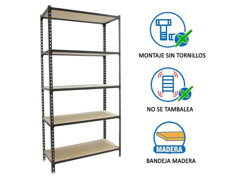 Prestatgeria Metàl·Lica Maderclick Megaplus 5 Pr.