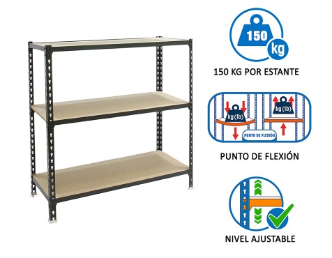 Estantería Metálica Maderclick Plus 3 Estantes