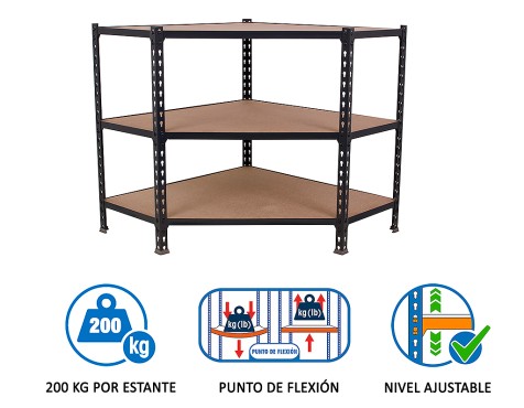 Estantería Metálica Maderclick Corner 3 Estantes