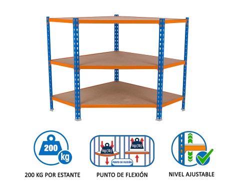 Estantería Metálica Maderclick Corner 3 Estantes